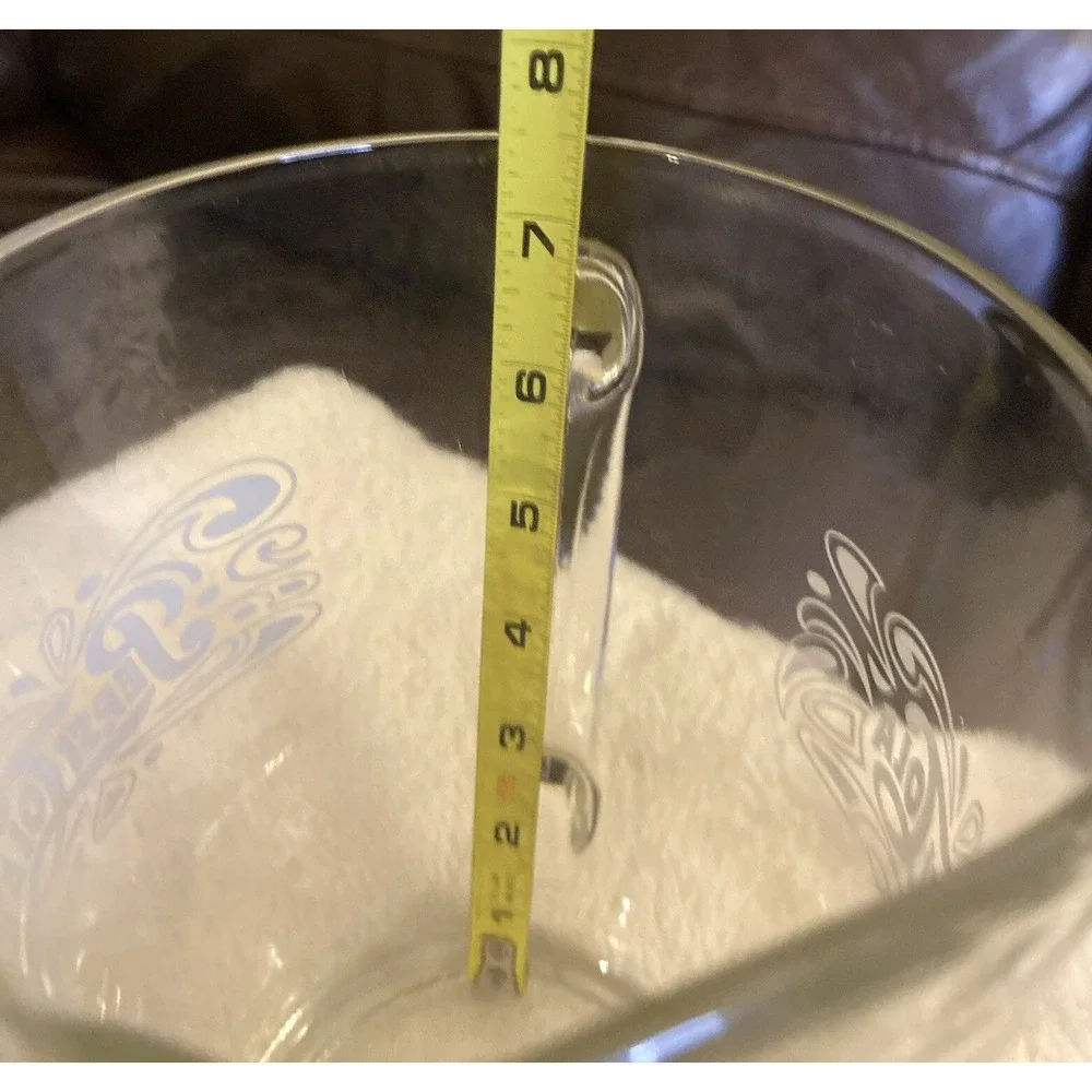 Pepsi Cola White Logo Glass Pitcher Clear Etched Vintage Pizza But